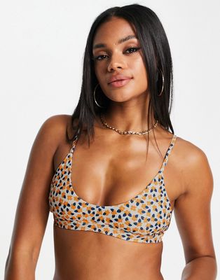Kulani Kinis x Hannah Meloche crop top in orange ditsy floral print-White