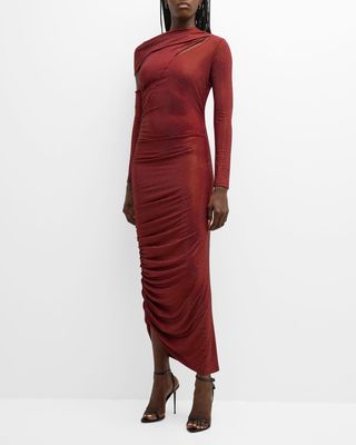 Kumasi Long-Sleeve Cutout Sequin Gown