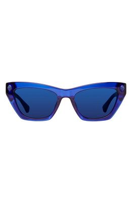 Kurt Geiger London 51mm Cat Eye Sunglasses in Blue Glitter/Blue Flash Sppz