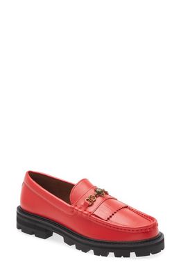 Kurt Geiger London Carnaby Chunky Lizard Print Loafer in Red