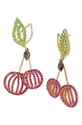 Kurt Geiger London Crystal Cherry Drop Earrings in Pink
