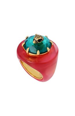 Kurt Geiger London Eagle Head Cocktail Ring in Pink