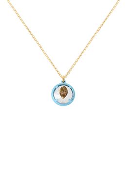Kurt Geiger London Eagle's Head Crystal Pendant Necklace in Blue