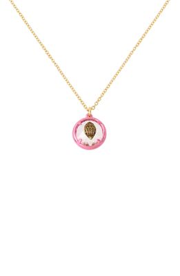 Kurt Geiger London Eagle's Head Crystal Pendant Necklace in Pink