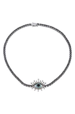 Kurt Geiger London Evil Eye Tennis Necklace in Black Diamond