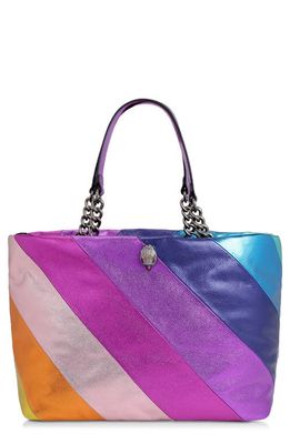 Kurt Geiger London Kensington Colorbock Leather Shopper Bag in Purple Multi
