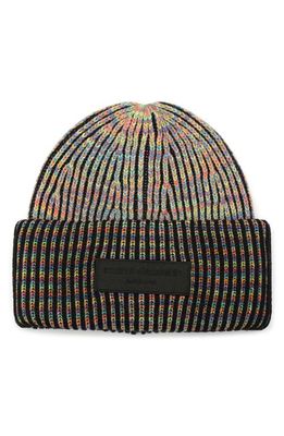 Kurt Geiger London Marled Rib Beanie in Black Marl