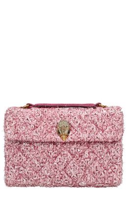 Kurt Geiger London Medium Kensington Tweed Convertible Crossbody Bag in Open Pink