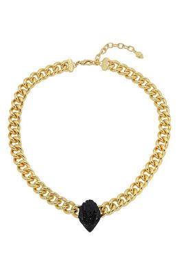 Kurt Geiger London Pavé Eagle Collar Necklace in Black/Yellow Gold