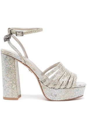 Kurt Geiger London Pierra glitter platform sandals - Silver