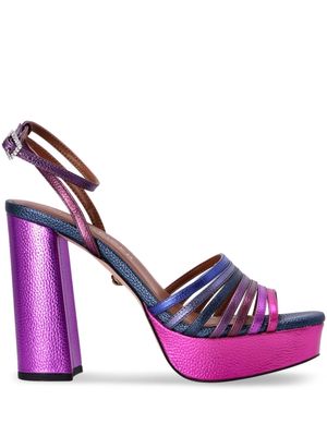 Kurt Geiger London Pierra metallic-leather platform sandals - Pink