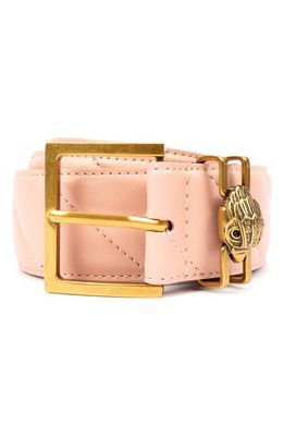 Kurt Geiger London Quilted Leather Belt in Plaster Pink/Antique Brass