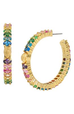 Kurt Geiger London Rainbow Crystal Hoop Earrings in Gold Multi