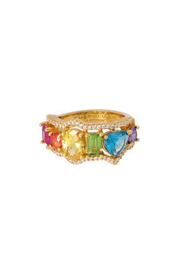Kurt Geiger London Rainbow Cubic Zirconia Ring in Gold/Multi