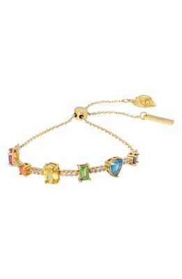 Kurt Geiger London Rainbow Cubic Zirconia Station Slider Bracelet in Gold/Multi