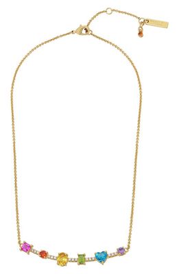 Kurt Geiger London Rainbow CZ Bar Pendant Necklace in Gold Multi