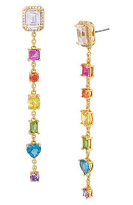 Kurt Geiger London Rainbow CZ Linear Drop Earrings in Gold Multi