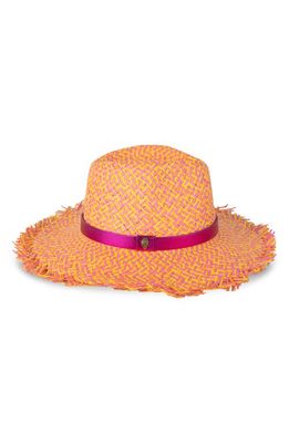 Kurt Geiger London Straw Fringed Fedora Hat in Pink