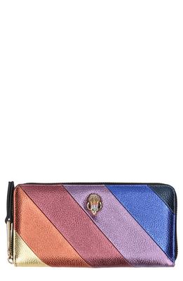 Kurt Geiger London Stripe Leather Zip Around Wallet in Rainbow Metallic