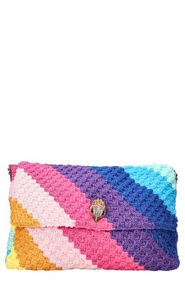 Kurt Geiger London XXL Kensington Crochet Shoulder Bag in Blue/Pink Multi