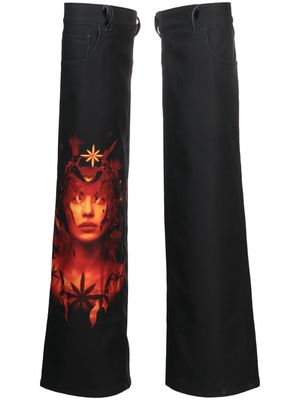 KUSIKOHC Fantasy Girl-print knee-high leggings - Black