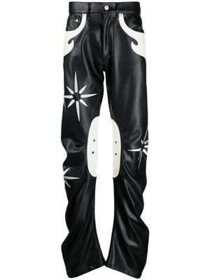 KUSIKOHC Flower Rider straight-leg trousers - Black