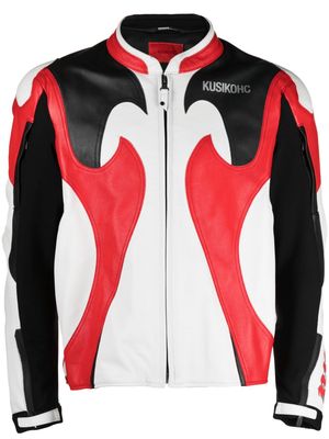 KUSIKOHC graphic-print leather jacket - Red