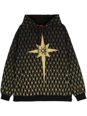 KUSIKOHC origami-print cotton hoodie - Black