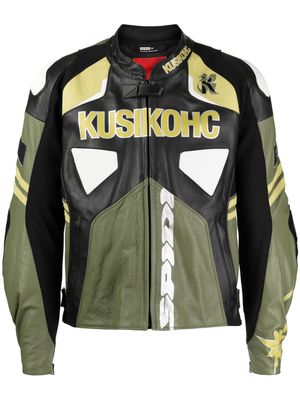 KUSIKOHC Spidi logo-print leather jacket - Black