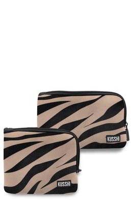 KUSSHI On the Go Pouch Set in Zebra Beige
