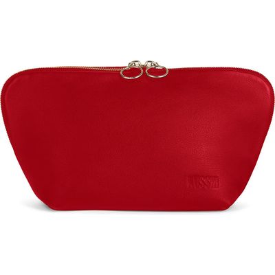 KUSSHI Signature Leather Makeup Bag in Candy Apple Red 