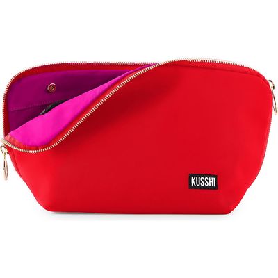 KUSSHI Signature Makeup Bag in Candy Apple Red/Pink Nylon 