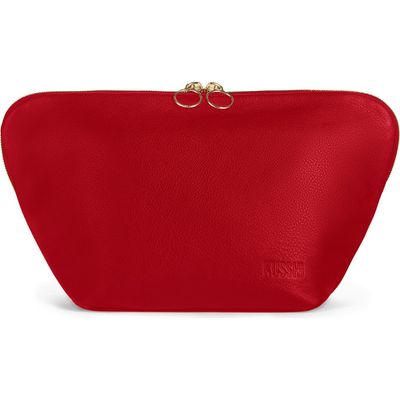 KUSSHI Vacationer Leather Makeup Bag in Candy Apple Red 