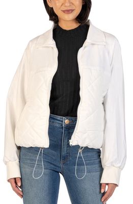 KUT from the Kloth Adley Quilted Mixed Media Jacket in Off White