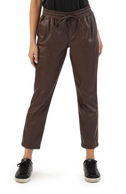 KUT from the Kloth Alanna Drawstring Coated Pants in Chocolate