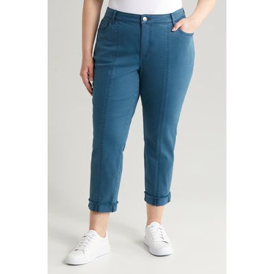 KUT from the Kloth Amy Crop Straight Leg Twill Pants in Deep Sea 