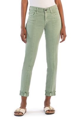 KUT from the Kloth Amy Seamed Mid Rise Crop Slim Jeans in Eucalyptus