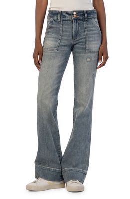 KUT from the Kloth Ana Mid Rise Flare Jeans in Credible