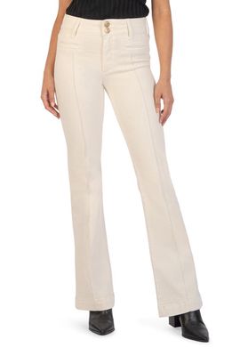 KUT from the Kloth Ana Pintuck Welt Pocket High Waist Flare Jeans in Ecru