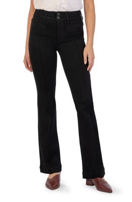 KUT from the Kloth Ana Seamed Welt Pocket High Waist Flare Jeans in Black