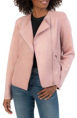 KUT from the Kloth Aria Faux Suede Moto Jacket in Rose