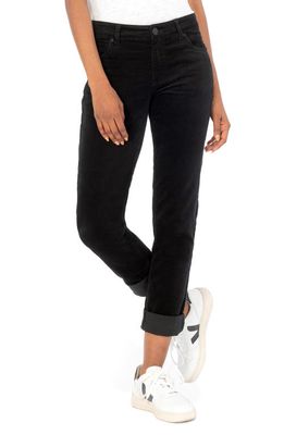 KUT from the Kloth Catherine Stretch Cotton Corduroy Boyfriend Pants in Black