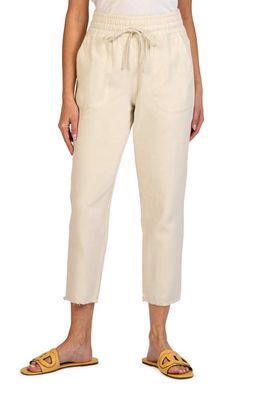 KUT from the Kloth Ceres Cotton Blend Crop Drawstring Pants in Beige