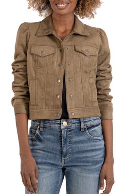 KUT from the Kloth Chantria Puff Shoulder Faux Suede Jacket in Canyon