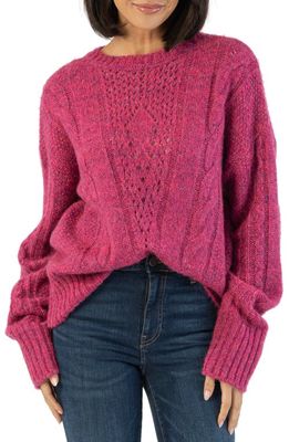 KUT from the Kloth Claudette Marled Crewneck Sweater in Magenta