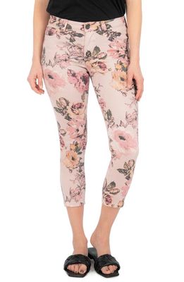 KUT from the Kloth Connie Floral Print Crop Skinny Jeans in Rose