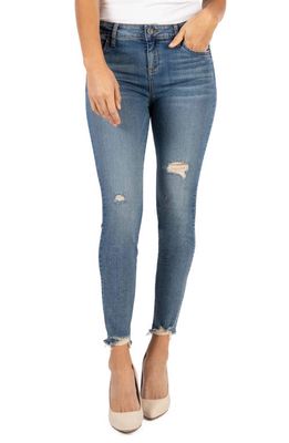 KUT from the Kloth Connie High Waist Destroyed Hem Ankle Skinny Jeans in Willpower