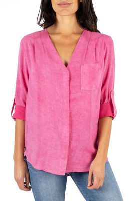 KUT from the Kloth Danica V-Neck Blouse in Strawberry