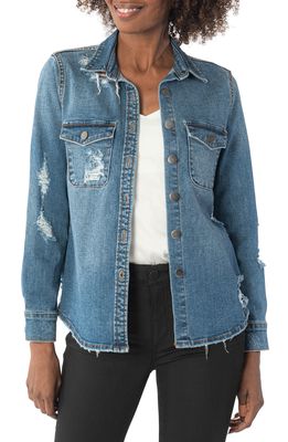 KUT from the Kloth Distressed Denim Shirt Jacket in Officiated