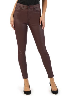 KUT from the Kloth Donna Fab Ab Coated High Waist Ankle Skinny Jeans in Bordeaux
